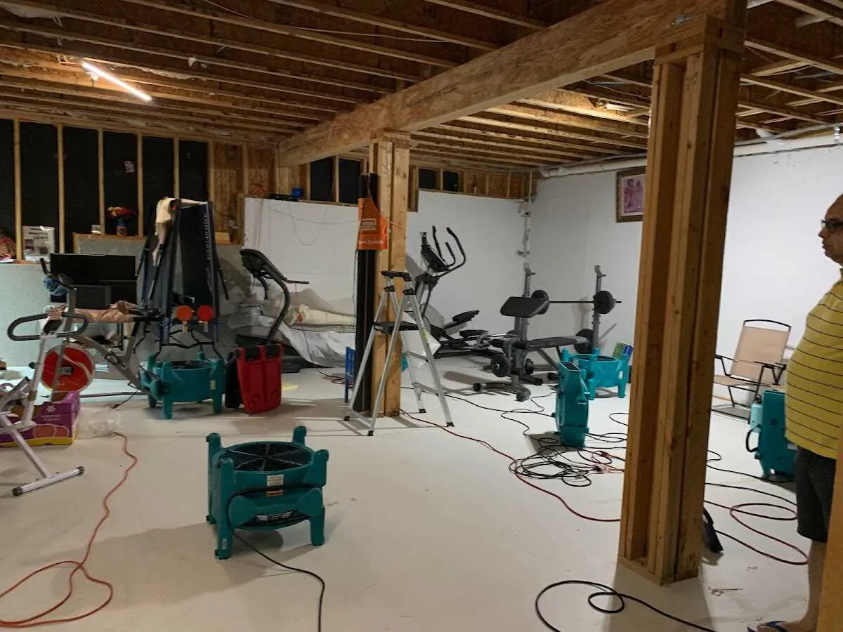 Basement drying equipment setup for Contents Cleaning & Restoration in Kinderhook