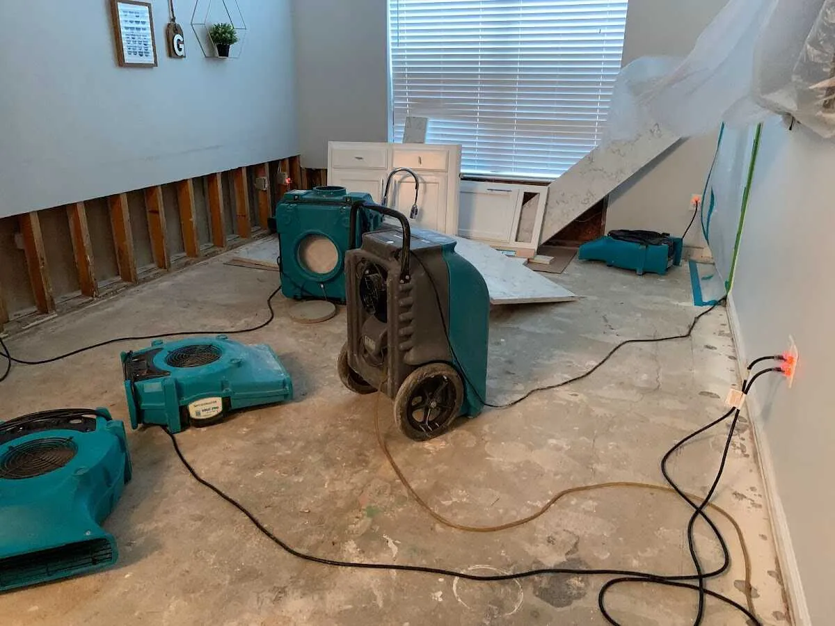 Dehumidifier in flood-cut room for Water Damage Restoration in Kinderhook
