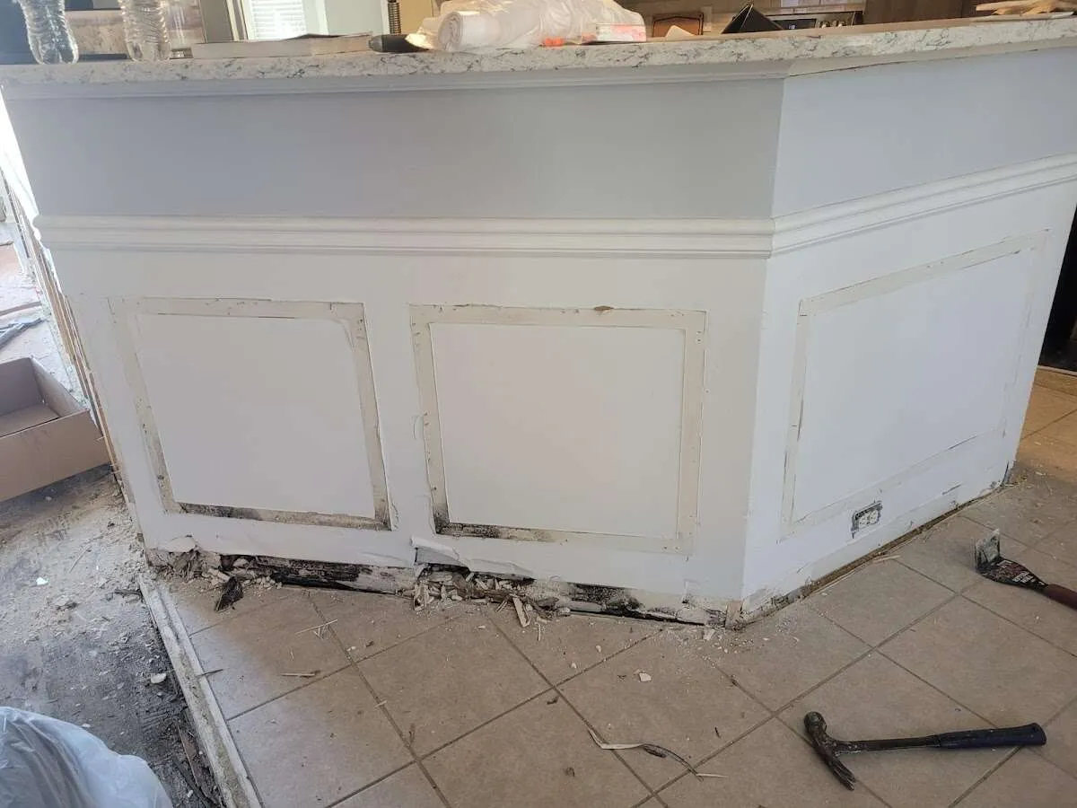 Water damage and mold on kitchen during Storm Damage Restoration in Kinderhook